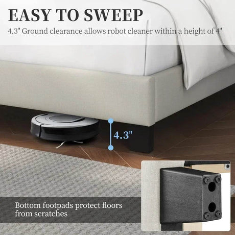 Minimalist Modern Linen Upholstered Bed Frame With Storage - Omega Lifestyles