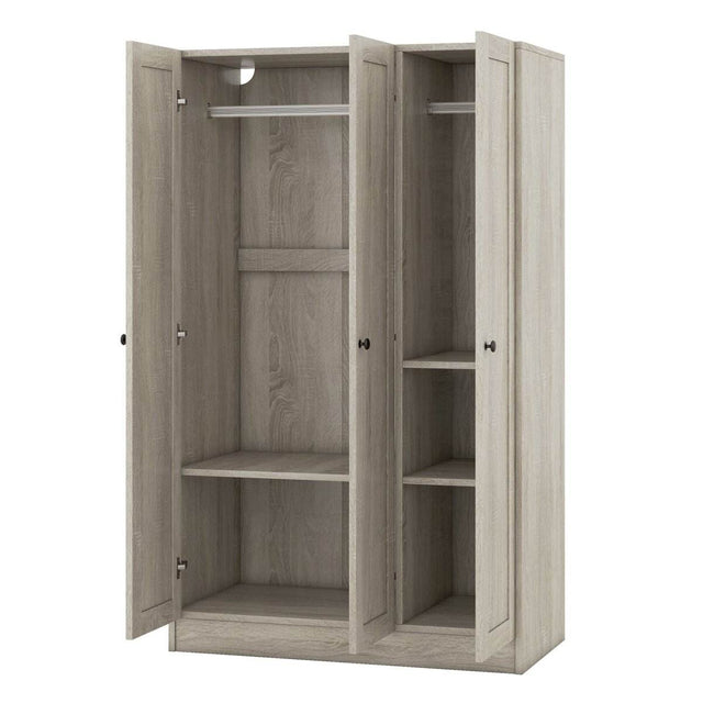 Modern 3-Door Gray MDF Shutter Wardrobe - Omega Lifestyles