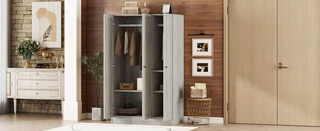 Modern 3-Door Gray MDF Shutter Wardrobe - Omega Lifestyles