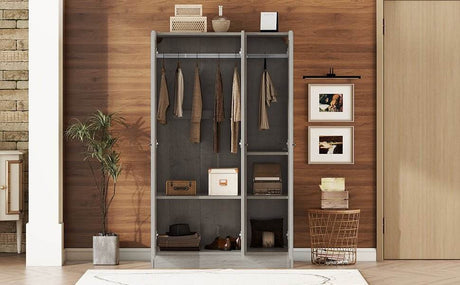 Modern 3-Door Gray MDF Shutter Wardrobe - Sleep Galleria