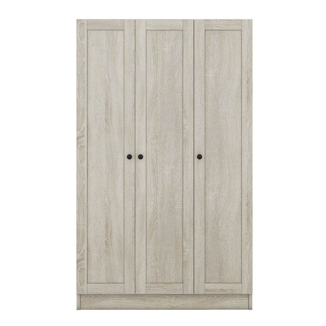 Modern 3-Door Gray MDF Shutter Wardrobe - Omega Lifestyles
