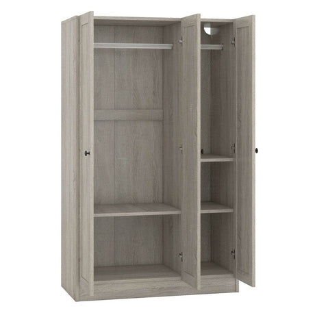 Modern 3-Door Gray MDF Shutter Wardrobe - Sleep Galleria