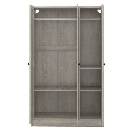 Modern 3-Door Gray MDF Shutter Wardrobe - Sleep Galleria