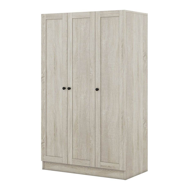 Modern 3-Door Gray MDF Shutter Wardrobe - Omega Lifestyles