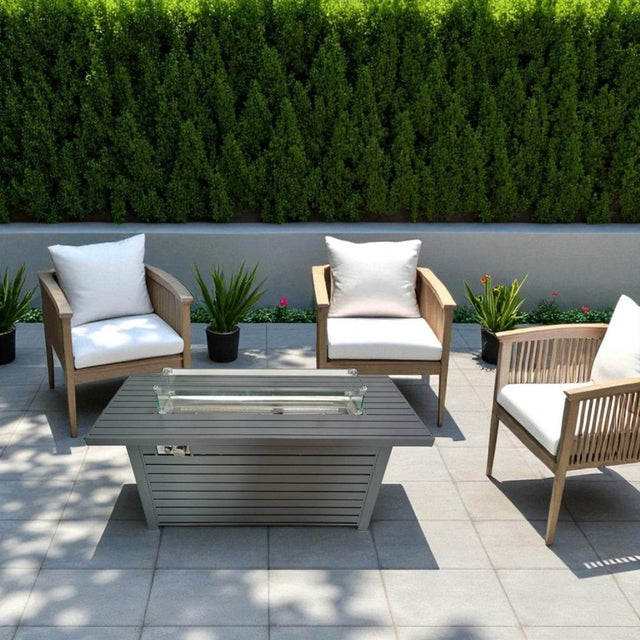 Modern 42-Inch Outdoor Steel Propane Gas Fire Pit Table - Omega Lifestyles