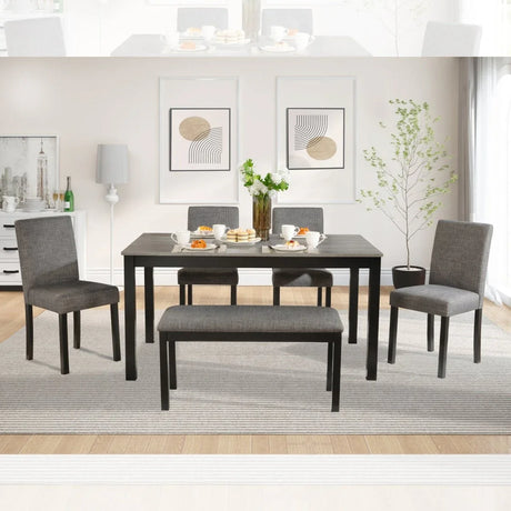 Modern 6-Piece Dining Table Set With Bench And Chairs - Omega Lifestyles