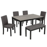 Modern 6-Piece Dining Table Set With Bench And Chairs - Omega Lifestyles