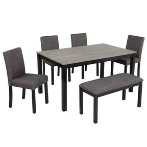 Modern 6-Piece Dining Table Set With Bench And Chairs - Omega Lifestyles
