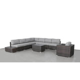 Modern Brown Wicker Patio Seating Group for 7 with Plush Cushions – Fully Assembled, Gray & Brown - Restanew - Omega Lifestyles