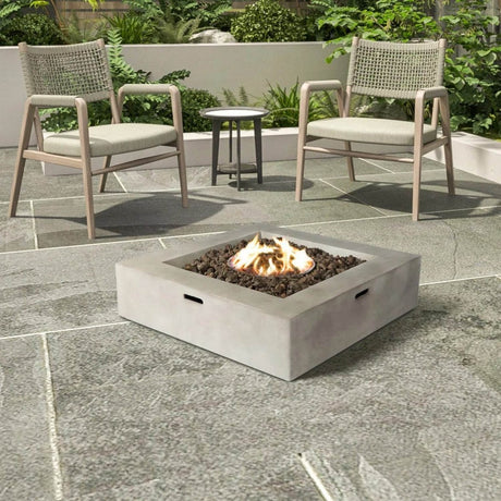 Modern Concrete Push - Button Ignition Outdoor Fire Pit Table - Restanew - Omega Lifestyles