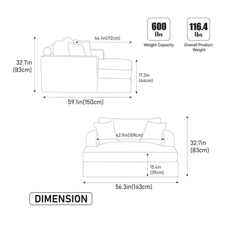 Modern Extra-Large Chenille Linen Sofa Bed With Metal Legs - Omega Lifestyles