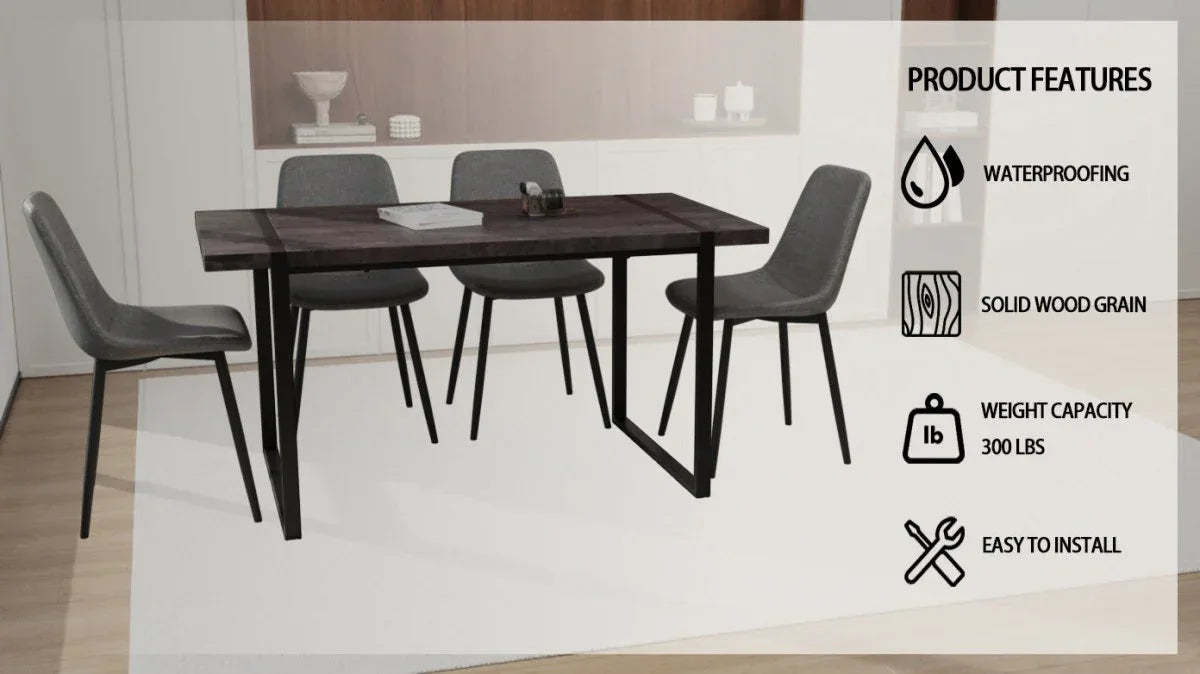Modern Industrial 5-Piece MDF Dining Table Chair Set - Omega Lifestyles