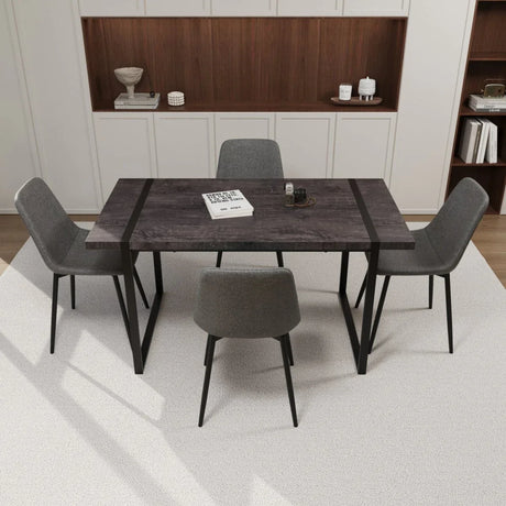 Modern Industrial 5-Piece MDF Dining Table Chair Set - Omega Lifestyles