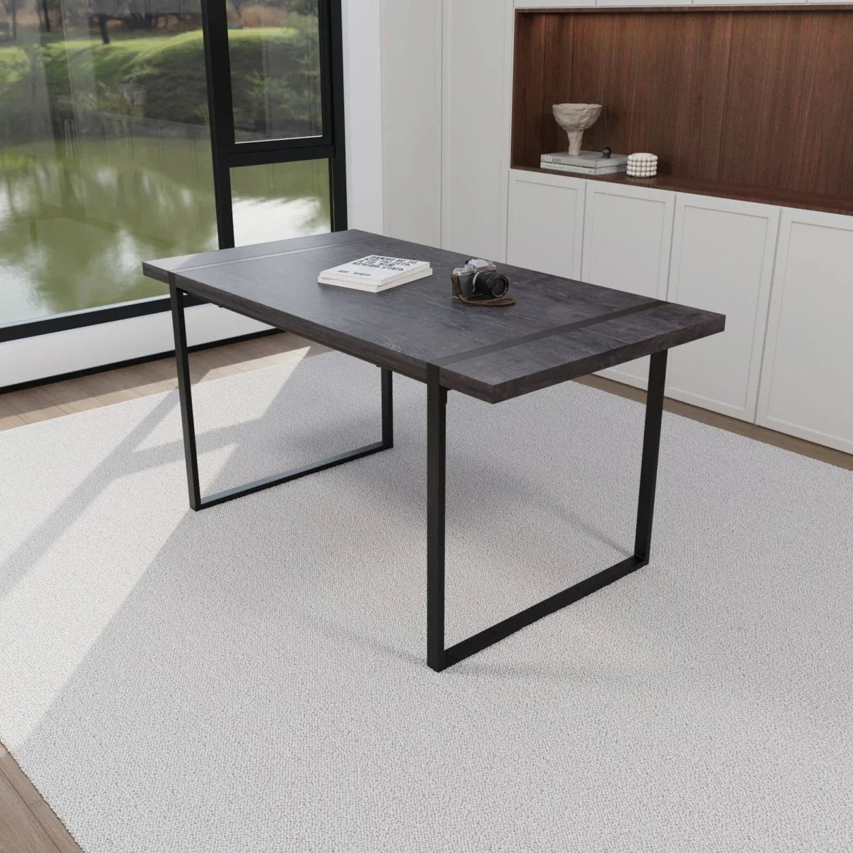 Modern Industrial 5-Piece MDF Dining Table Chair Set - Omega Lifestyles