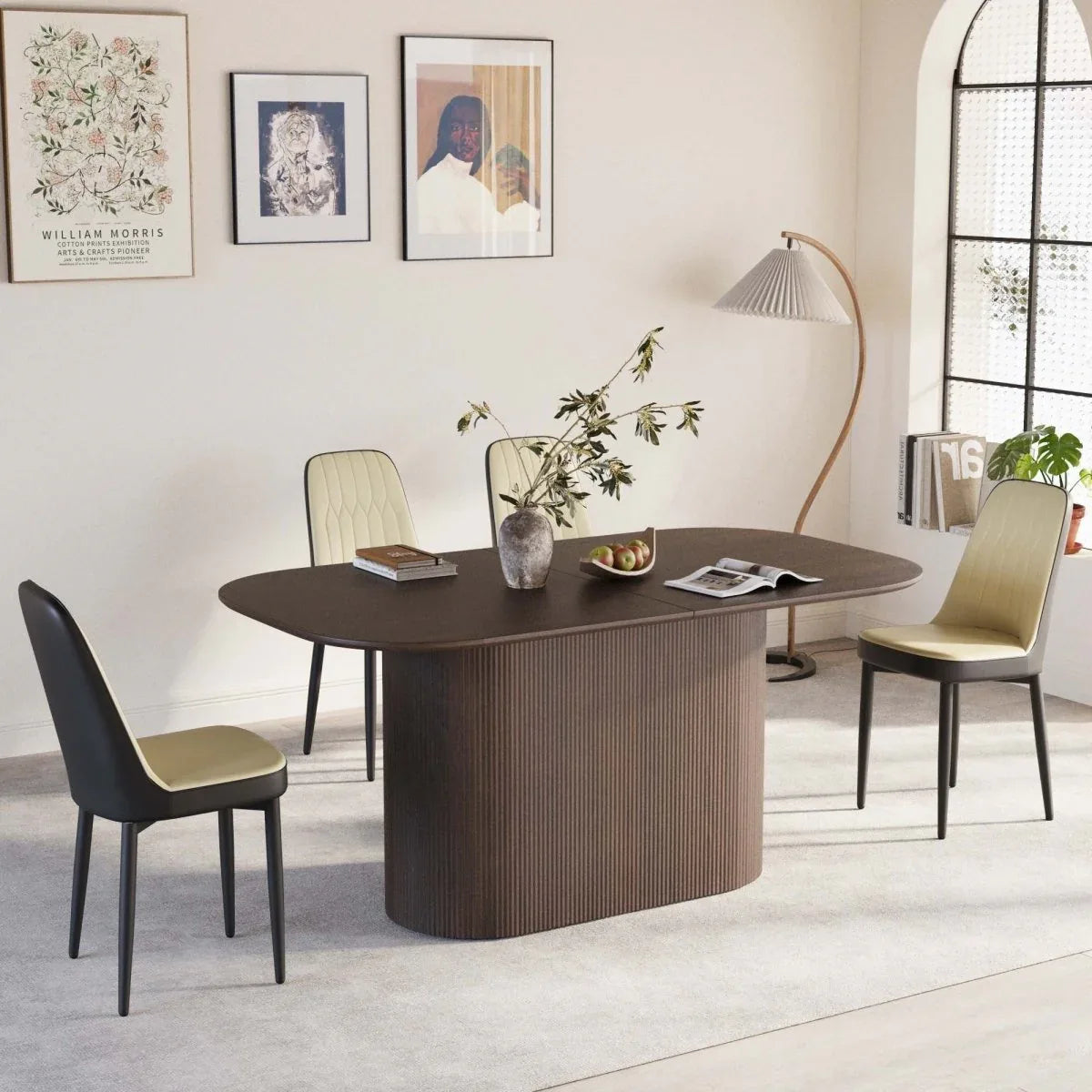 Modern Industrial MDF Dining Table And PU Chairs Set - Omega Lifestyles