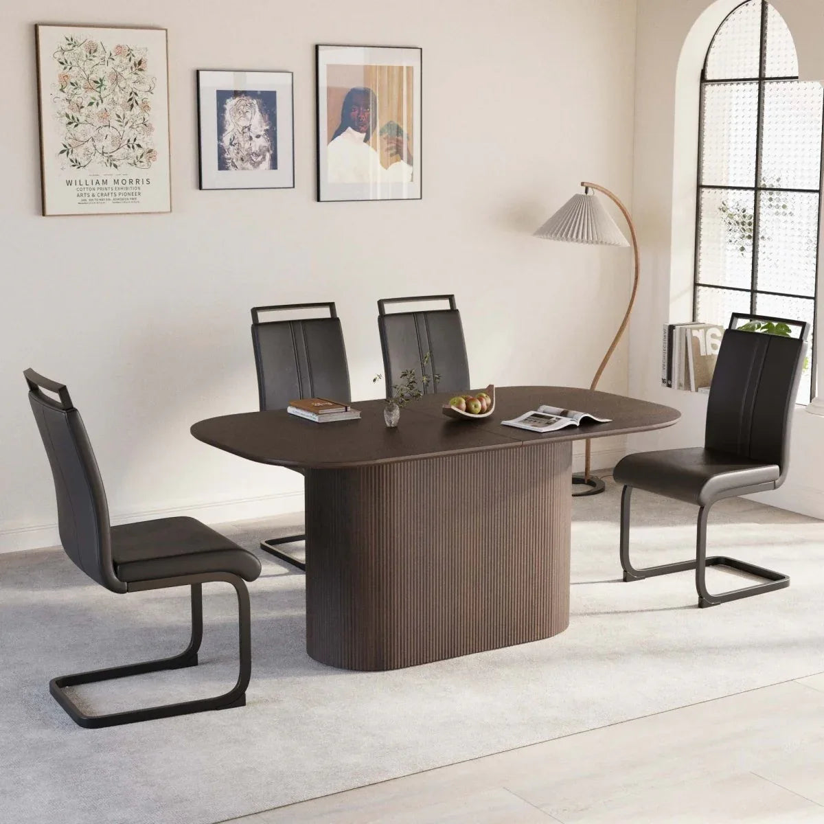Modern MDF Dining Table And PU Armless Chair Set - Omega Lifestyles