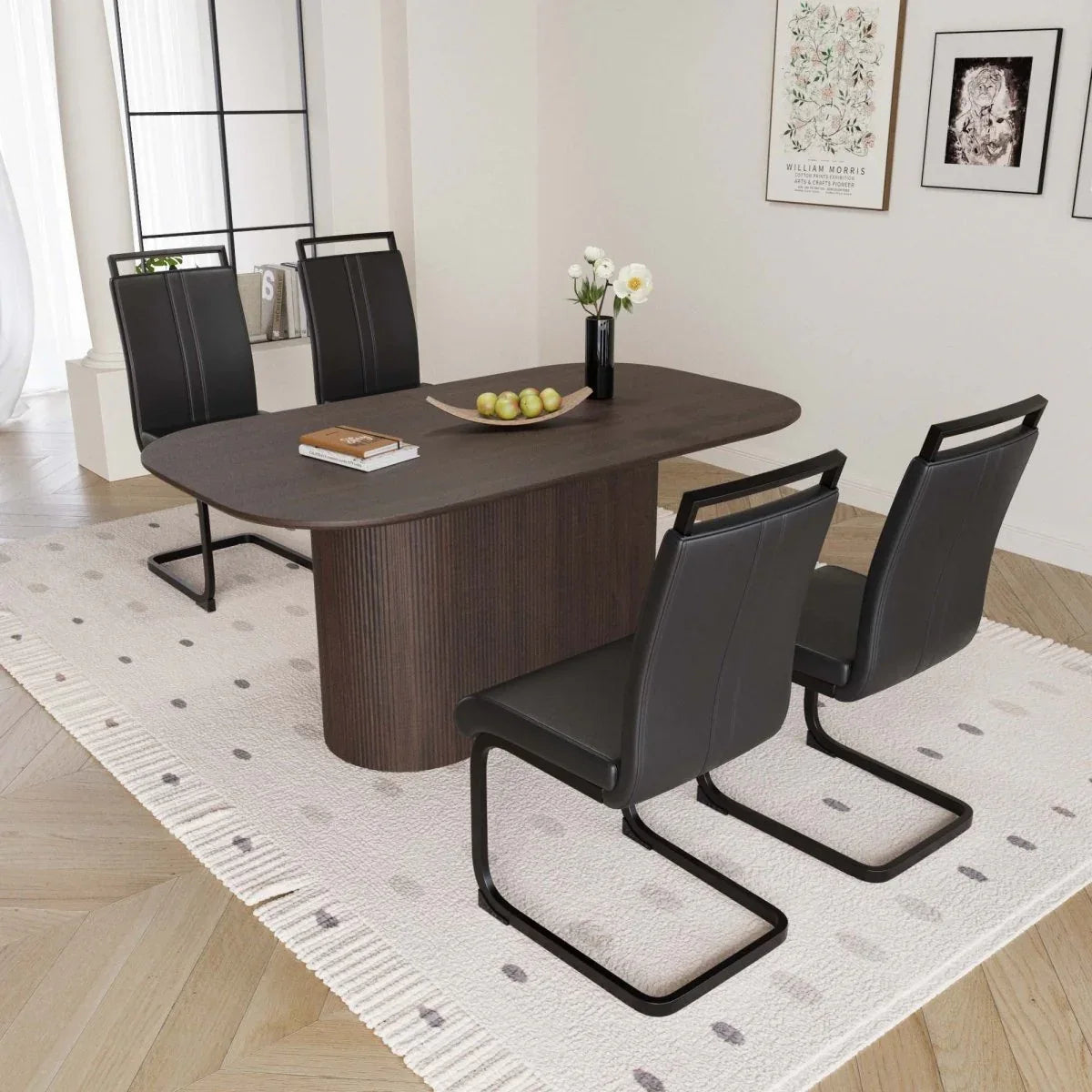 Modern MDF Dining Table And PU Armless Chair Set - Omega Lifestyles
