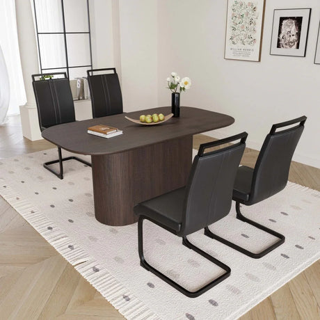 Modern MDF Dining Table And PU Armless Chair Set - Omega Lifestyles