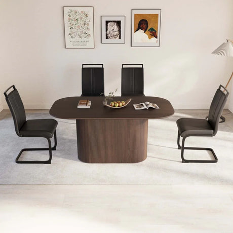Modern MDF Dining Table And PU Armless Chair Set - Omega Lifestyles