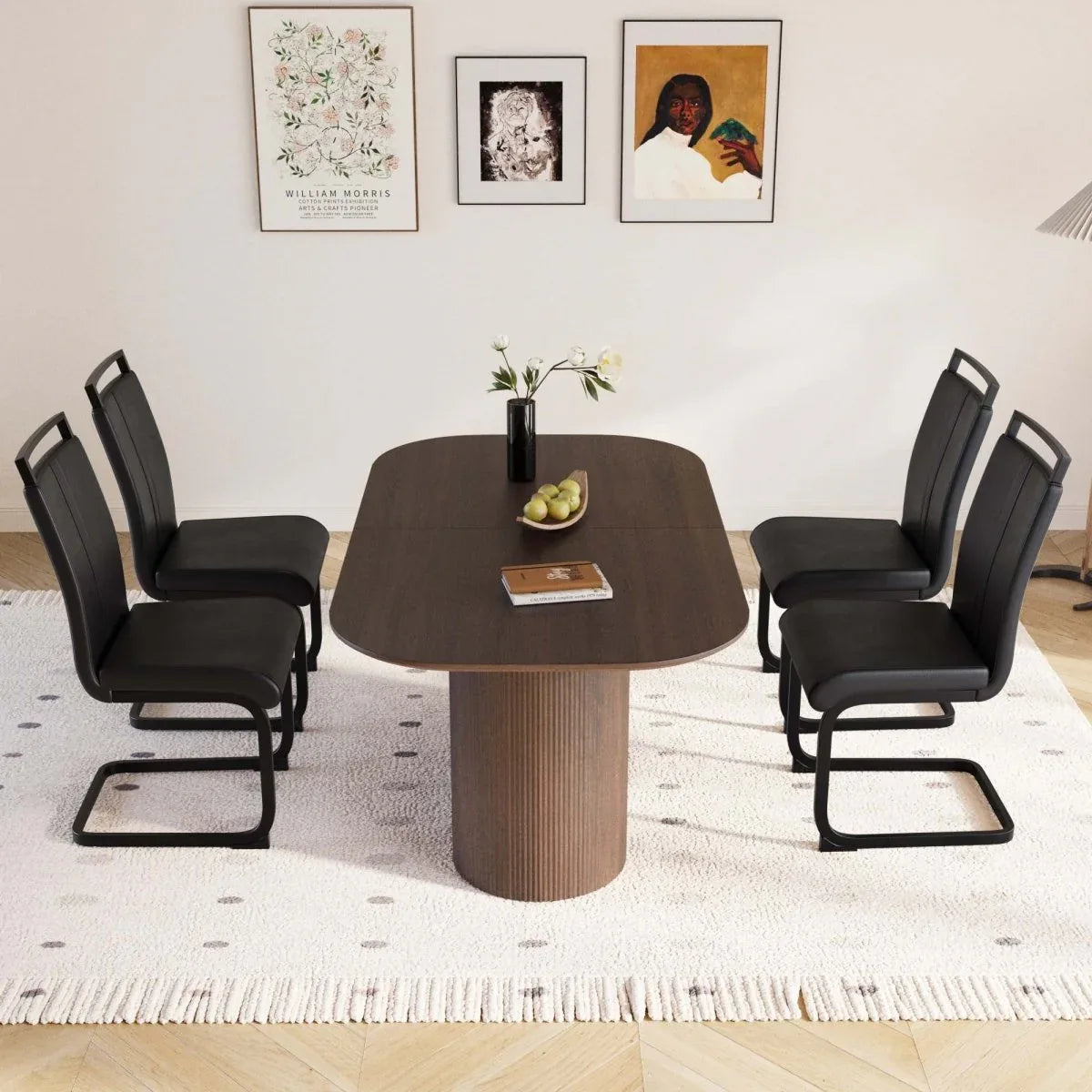 Modern MDF Dining Table And PU Armless Chair Set - Omega Lifestyles