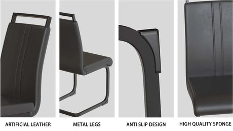 Modern MDF Dining Table And PU Armless Chair Set - Omega Lifestyles