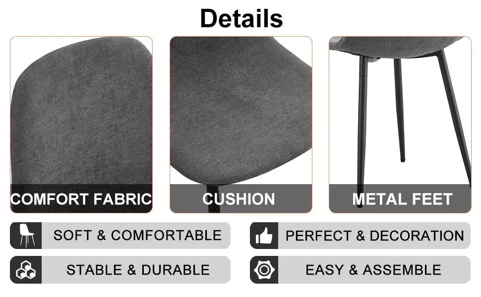 Modern Medieval Linen Upholstered 4-Piece Dining Set - Omega Lifestyles