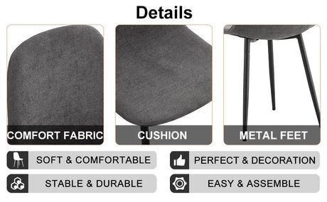 Modern Medieval Linen Upholstered 4-Piece Dining Set - Omega Lifestyles