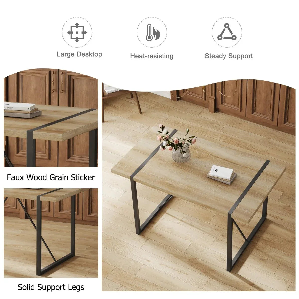 Modern Medieval Linen Upholstered 4-Piece Dining Set - Omega Lifestyles