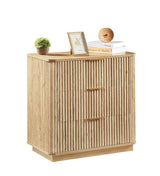 Modern Oak 3-Drawer Dresser With Curved Wave Design - Sleep Galleria