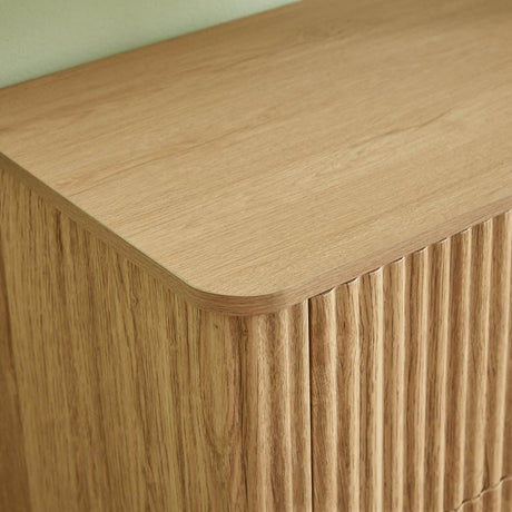 Modern Oak 3-Drawer Dresser With Curved Wave Design - Sleep Galleria