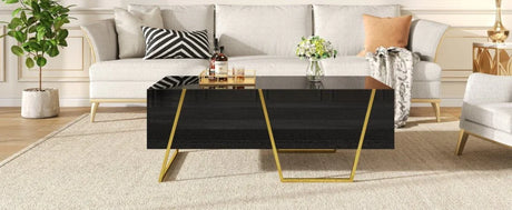 Modern Rectangular High Gloss Black MDF Coffee Table - Omega Lifestyles