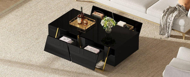 Modern Rectangular High Gloss Black MDF Coffee Table - Omega Lifestyles