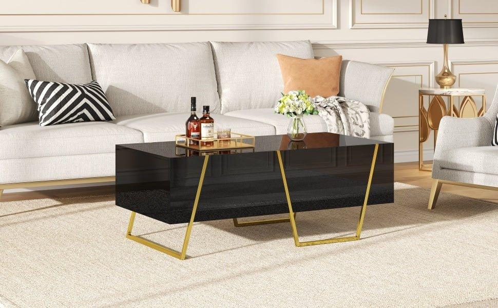 Modern Rectangular High Gloss Black MDF Coffee Table - Omega Lifestyles