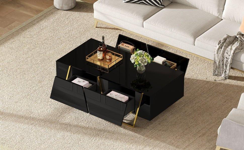 Modern Rectangular High Gloss Black MDF Coffee Table - Omega Lifestyles