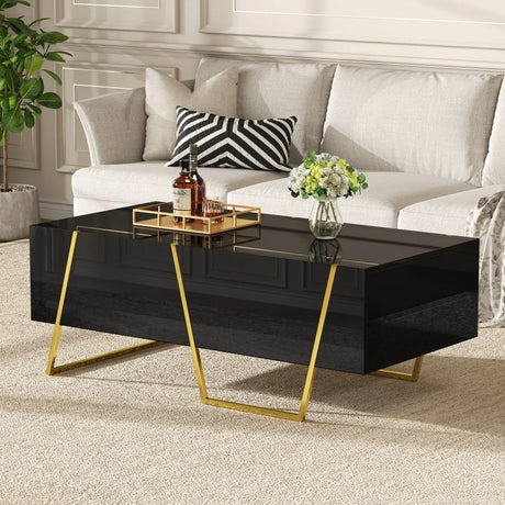 Modern Rectangular High Gloss Black MDF Coffee Table - Omega Lifestyles