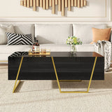 Modern Rectangular High Gloss Black MDF Coffee Table - Omega Lifestyles