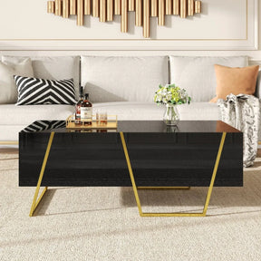 Modern Rectangular High Gloss Black MDF Coffee Table - Omega Lifestyles