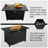 Modern Steel Outdoor Black Steel Fire Pit Table - Restanew - Omega Lifestyles