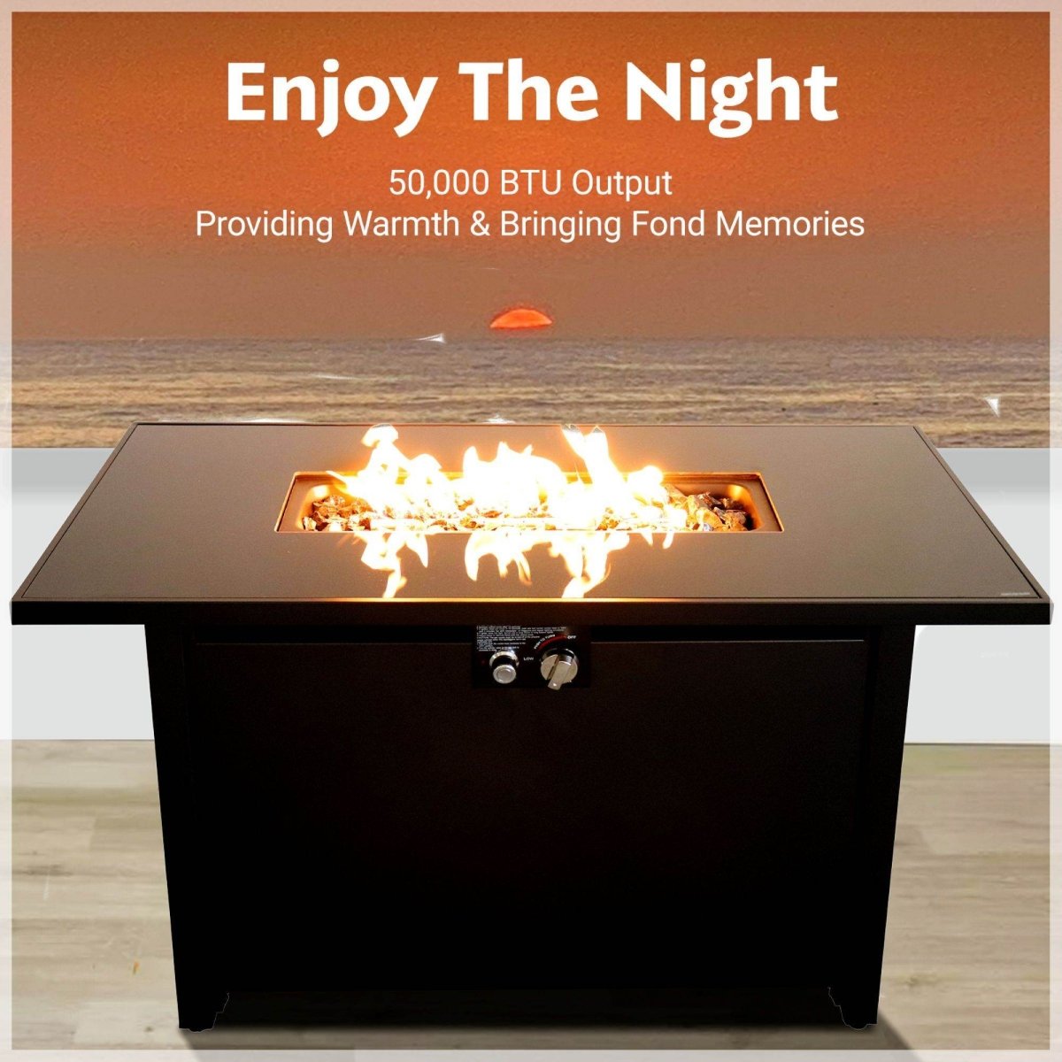 Modern Steel Outdoor Black Steel Fire Pit Table - Restanew - Omega Lifestyles