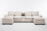 Modern U-Shaped Sectional Sofa With Console Cupholders USB Ports - Omega Lifestyles