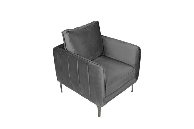 Modern Velvet Accent Chair With Vertical Channel Tufting - Omega Lifestyles