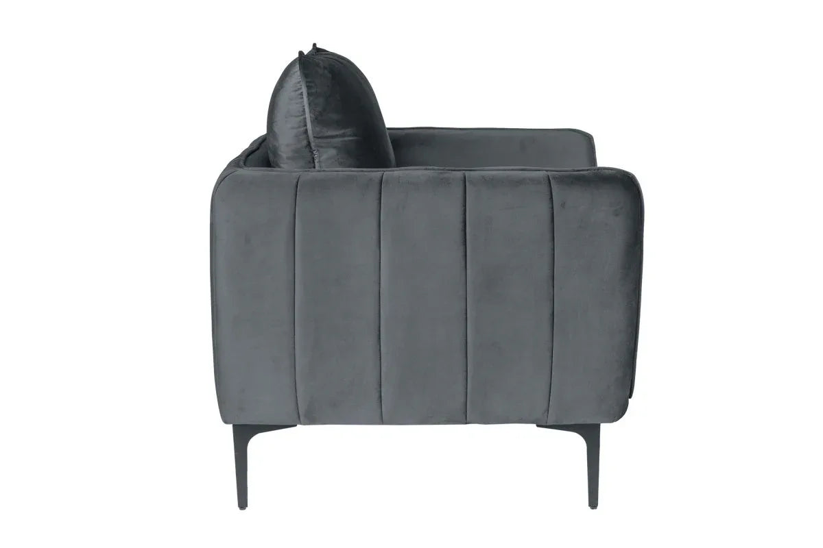 Modern Velvet Accent Chair With Vertical Channel Tufting - Omega Lifestyles