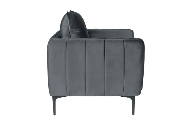 Modern Velvet Accent Chair With Vertical Channel Tufting - Omega Lifestyles