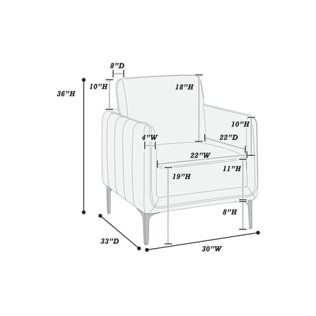 Modern Velvet Accent Chair With Vertical Channel Tufting - Omega Lifestyles