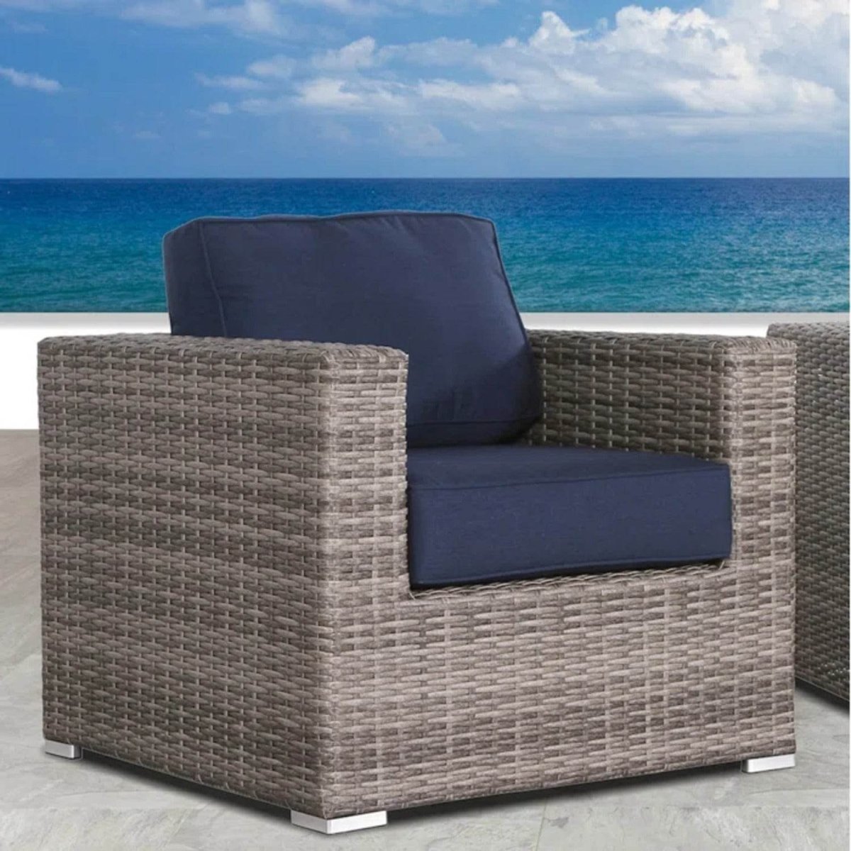 Modern Weather - Resistant Wicker Outdoor Club Chair With Cushions - Restanew - Omega Lifestyles