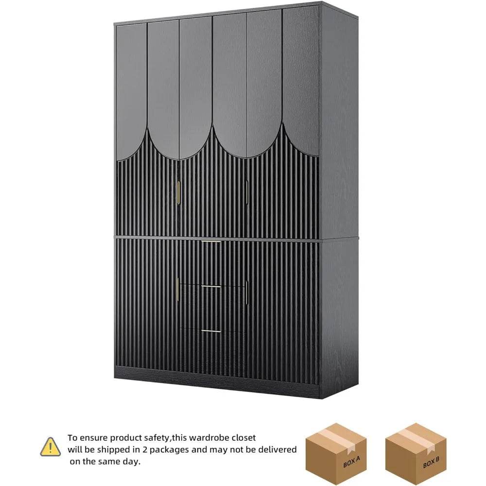 Modern Wooden Wardrobe Armoire With Drawers And Cabinets - Omega Lifestyles