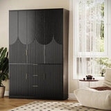Modern Wooden Wardrobe Armoire With Drawers And Cabinets - Omega Lifestyles