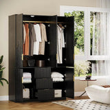 Modern Wooden Wardrobe Armoire With Drawers And Cabinets - Omega Lifestyles