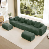 Modular Velvet 4-Seat Boneless Sectional Sofa With Ottomans - Omega Lifestyles
