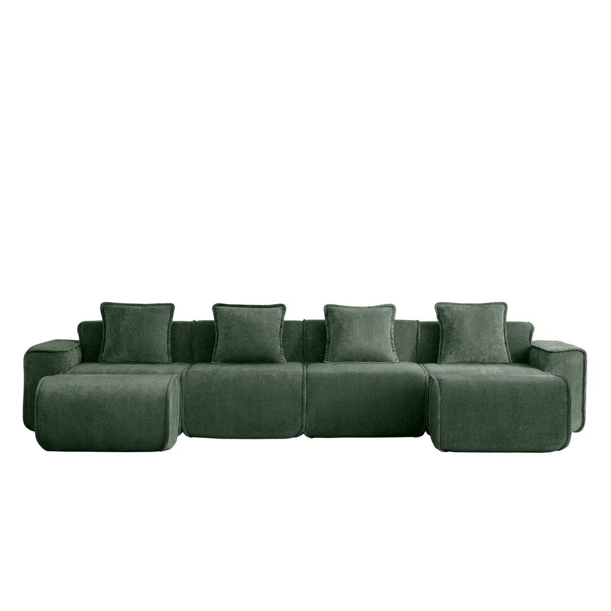 Modular Velvet 4-Seat Boneless Sectional Sofa With Ottomans - Omega Lifestyles